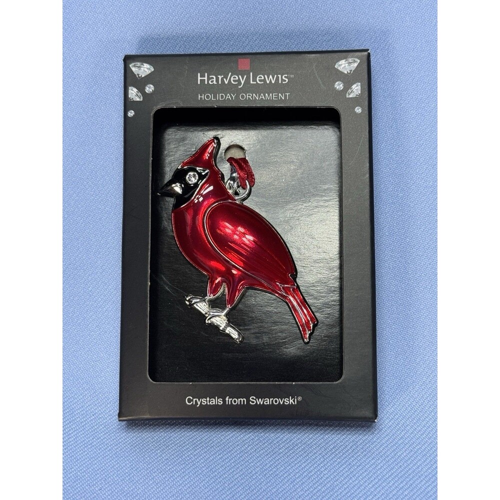 Harvey Lewis Red Cardinal Fine Swarovski Crystal Christmas Holiday Ornament